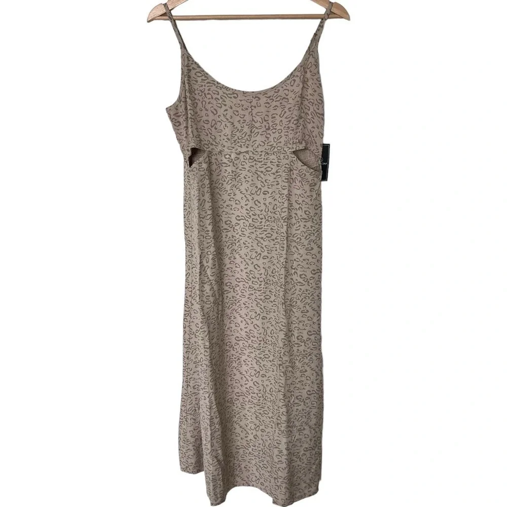 New Women’s Volcom Cha Cha Ching Leopard Print Midi Dress Size M - Picture 2 of 8